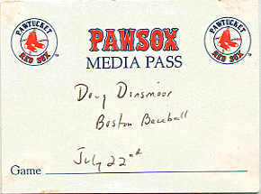 Pawtucket Red Sox Media Pass