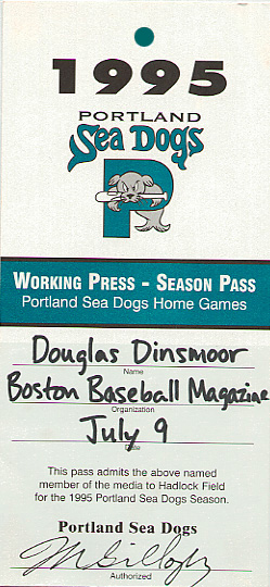 Portland Sea Dogs Media Pass