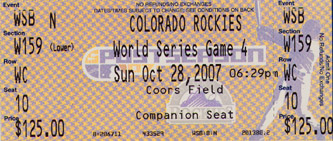 2007 World Series Game 4 Ticket