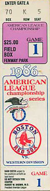 1986 ALCS Game 1 Ticket