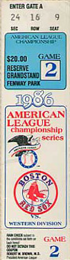 1986 ALCS Game 2 Ticket