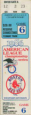 1986 ALCS Game 6 Ticket