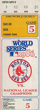 1986 World Series Game 5 ticket