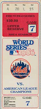 1986 World Series Game 7 ticket