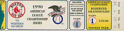 1990 ALCS Game 1 ticket