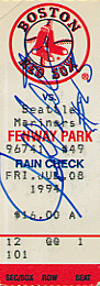 John Valentin autographed ticket from his unassited triple play game