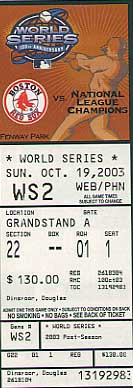 2003 World Series Game 2 ticket
