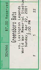 Greensboro Bats ticket