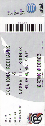 Oklahoma Redhawks ticket 