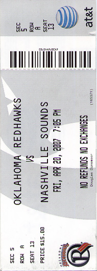 Oklahoma Redhawks ticket 