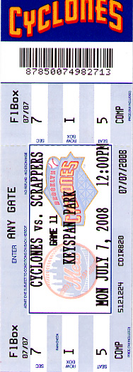 Brooklyn Cyclones Ticket