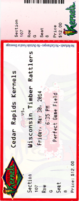 Cedar Rapids Kernels Ticket