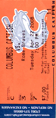 Columbus Catfish Ticket