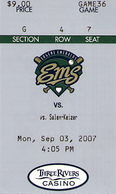 Eugene Emeralds Ticket