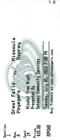Great Falls Voyagers Ticket