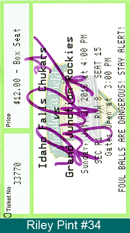 Idaho Falls Chukars Ticket - Autographed by Riley Pint