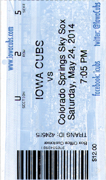 Iowa Cubs Ticket