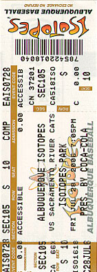 Albuquerque Isotopes ticket