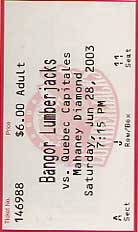 Bangor Lumberjacks ticket