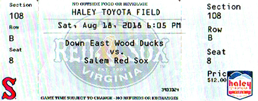 Salem Red Sox Ticket