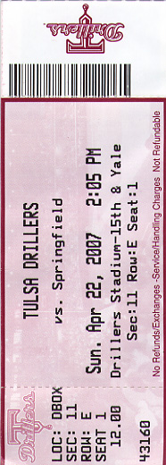 Tulsa Drillers Ticket