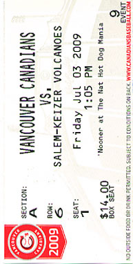 Vancouver Canadians Ticket