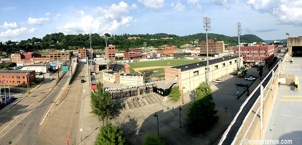 Day 8: Charleston RiverDogs at West Virginia Power. Charleston is the visiting team, but I’m in Charleston. RDogs are based in Charleston, South Carolina.