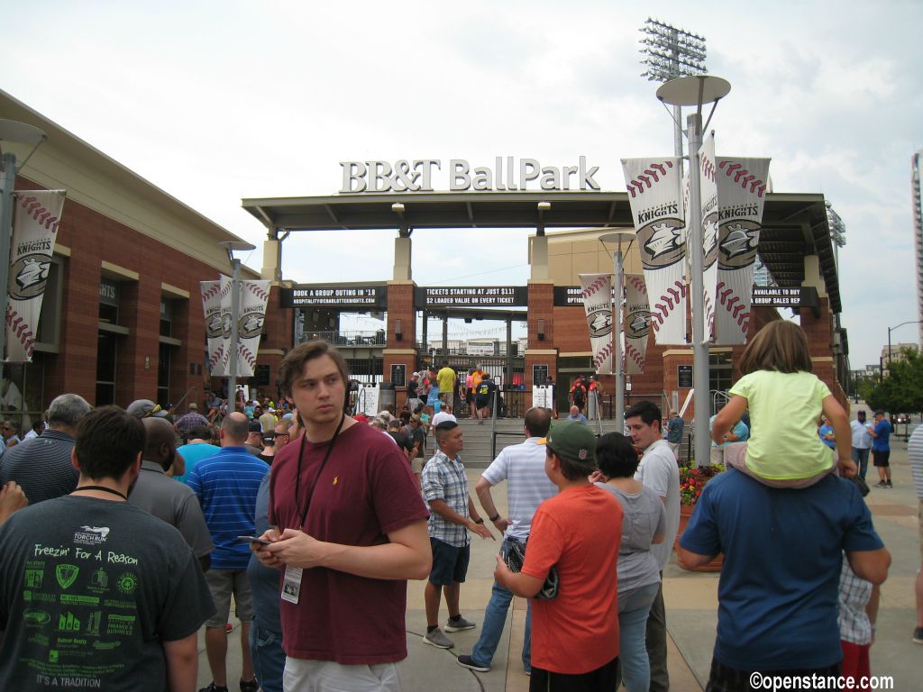 It was a bobblehead night, so the crowd queued up early.