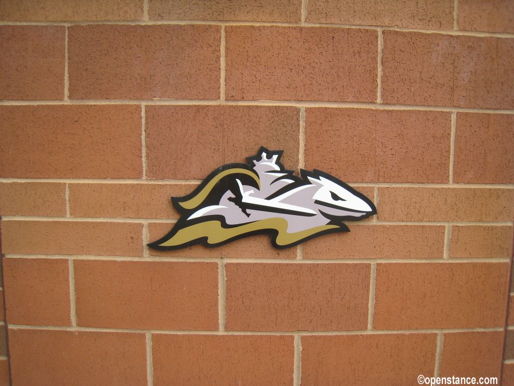 Team logo history along one of the outside walls.