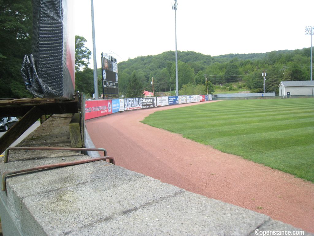 Peeking over the center field wall.
