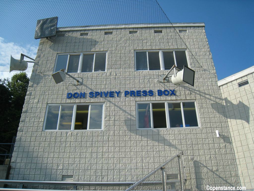 The sumptuous press box.
